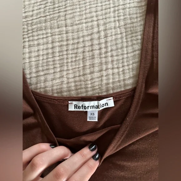 Reformation Brown Square Neck Bodycon Dress XS - Picture 5 of 10